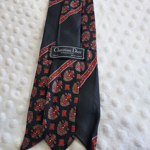 Vintage Christian Dior Tie Cravates Baskin Collab Logo Paris New York Necktie - Picture 9 of 13